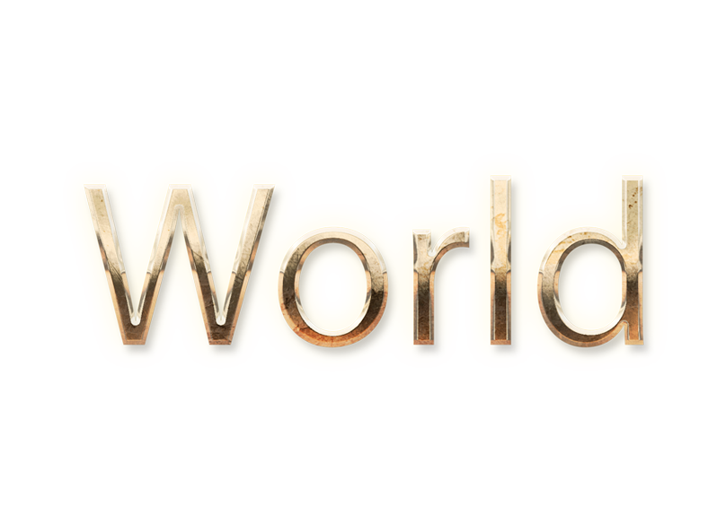WORD WORLD gold text typography PNG images free
